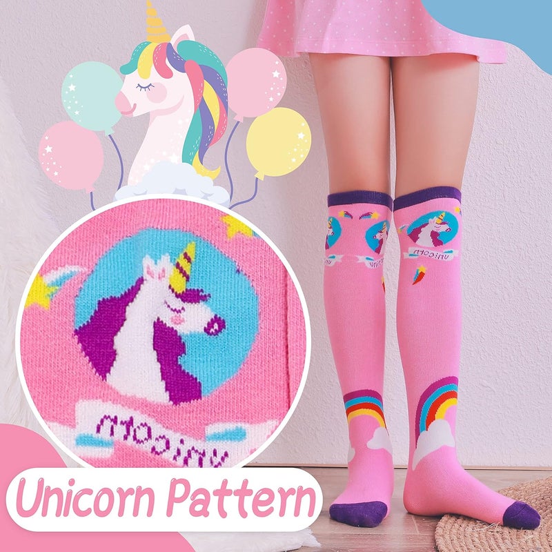 ANTSANG Kids Girls Knee High Socks Long Boot Crazy Silly Fun Gift Cute Tall Animal Socks for Child 6 Pairs - Image 4